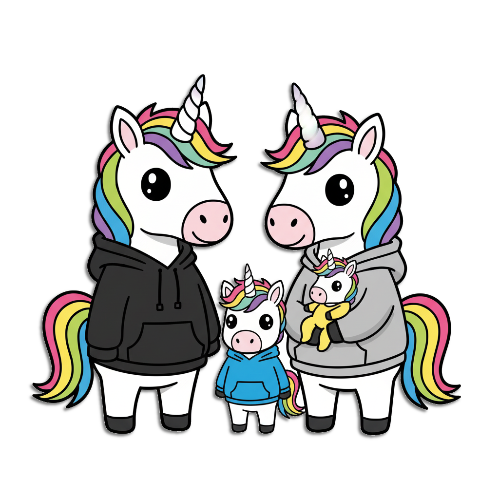 איור חד-קרן משפחתי